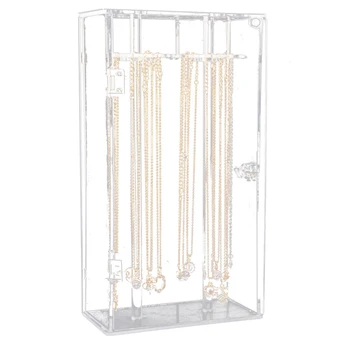 

Acrylic 24 Hooks Rotation Necklace Display Stand Pendant Display Organizer Holder Dust-Proof Jewelry Display Box