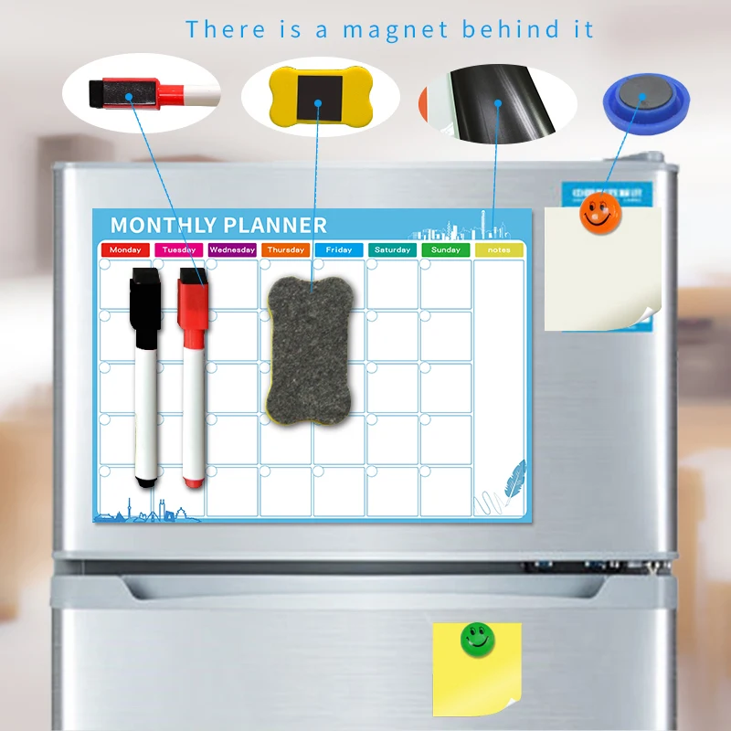 

YIBAI A3 30*42cm Magnet Plan whiteboard Flexible Fridge Magnetic Refrigerator Waterproof Drawing Message Board With Free Gift