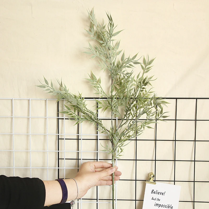 Artificial Bamboo Leaf Soft Rubber Decorative Grass Plant for Home Decoration Wedding Plant Wall