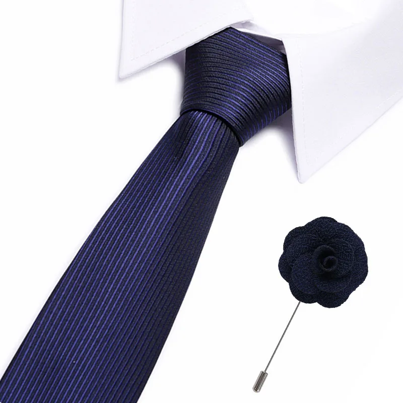 

Men's Ties Luxury Brooch Necktie Wedding 7.5 cm 100% Silk Stripe Ties For Men Fashion Bow Tie Gifts For Men Formal Accessories