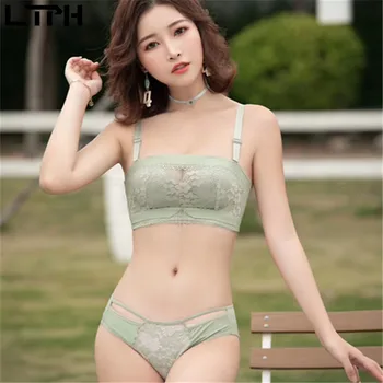 

LTPH 2020 Summer new arrival Lace Non-slip tube top lingerie set comfortable Convertible Straps Strapless Seamless Wire Free bra