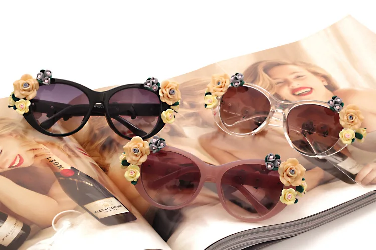 Индивидуальный тренд новые женские Ретро Цветы Модные солнцезащитные очки стерео очки с розами пляжные солнцезащитные очки для отдыха