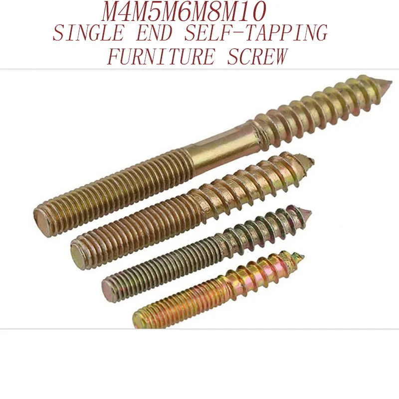 M4/M5/M6/M8/M10plated zinc carbon steel single end self-tapping furniture screw connector woodworking dowel 730 | Обустройство дома