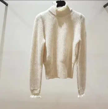 

2019 fall and winter new ruffles collar fake two pieces women's sweater