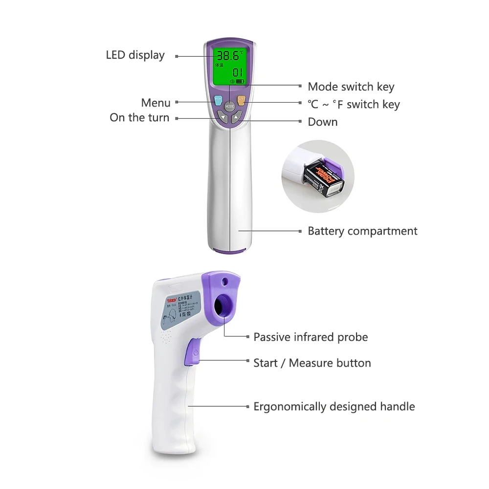 

Forehead Thermometer Muti-fuction Non Contact Infrared Thermometer Body Temperature Fever Digital Measure Tool For Baby Adult