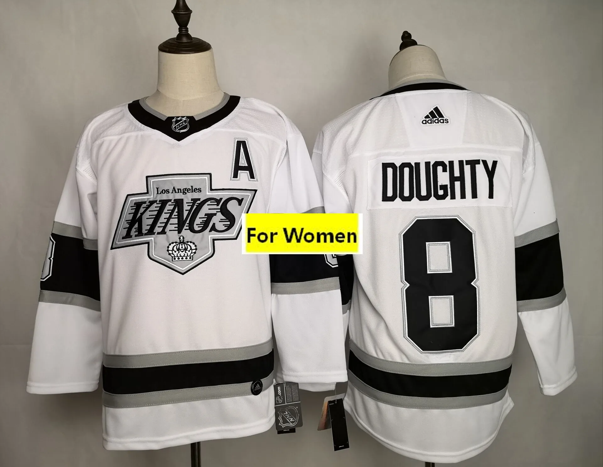 Женская Хоккейная Футболка в стиле Лос-Анхелес#99 Уэйн Гретцки#32 Джонатан Квик#8 Drew Doughty#11 Anze Kopitar - Цвет: Серый