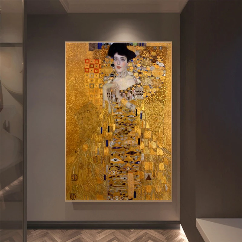 Портрет Adele Bloch Canvas настенные картины Gustav Klimt Kiss репродукции Холст принты для гостиной|Рисование и