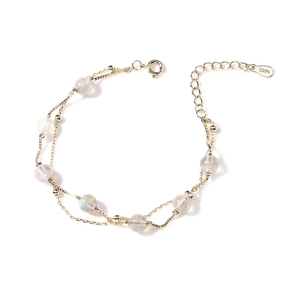 Браслет для валентинки многослойный натуральный лунный камень браслет женский двухслойный простой милый стиль браслеты студенческие влюбленные подарок