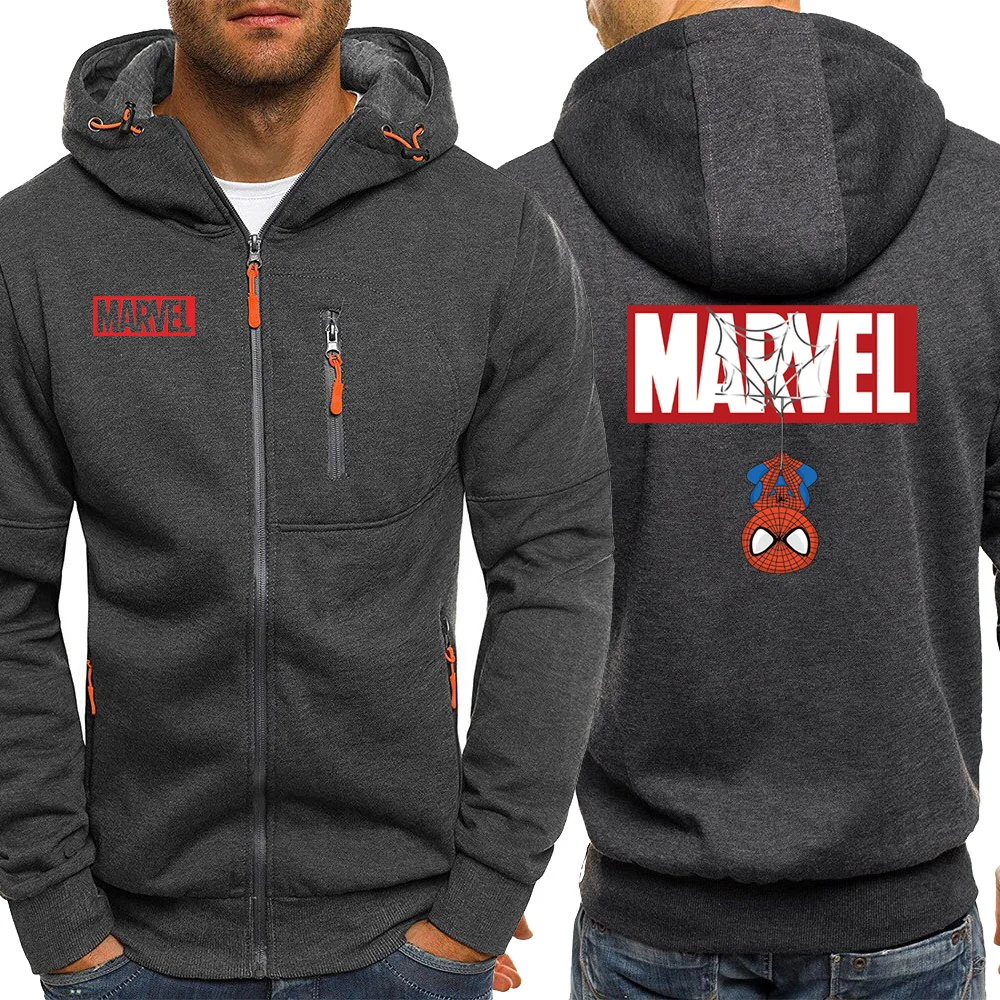 Marvel, Человек-паук, мужские толстовки на молнии, повседневное пальто, осень, новинка, мужские куртки, хип-хоп, толстовка с капюшоном, Мужская модная брендовая уличная одежда - Цвет: dark gray6