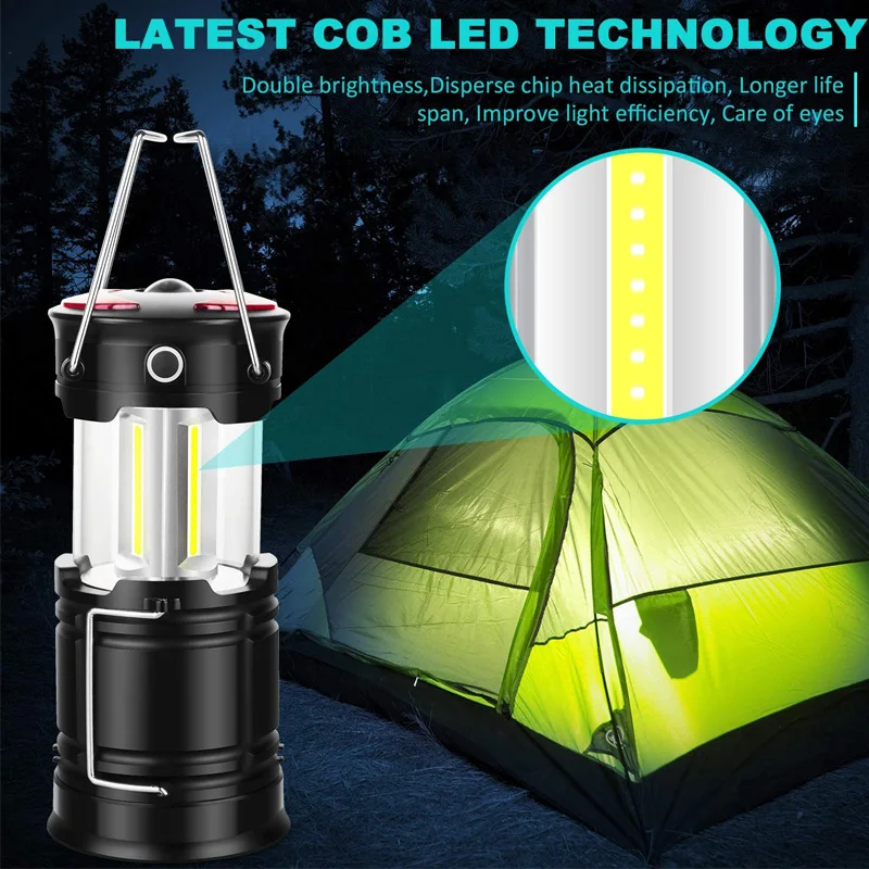 Linterna LED para campamento, linterna de batería recargable COB de 3000  lúmenes, 5 modos de luz, linterna impermeable, luz de tienda de campaña  para