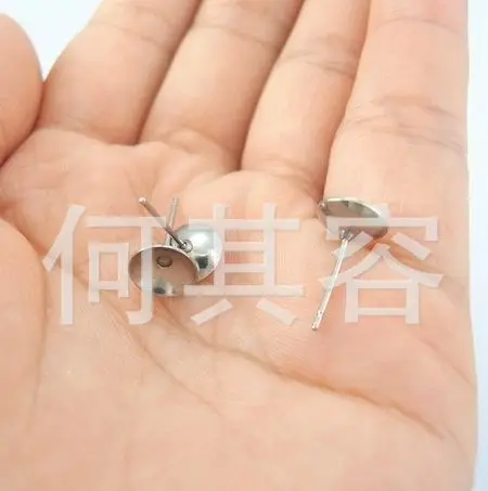 DIY круглые бусины из нержавеющей стали аксессуары для ухода 4 мм жемчужная чаша-держатель Ушная игла не аллергия не выцветает аксессуары