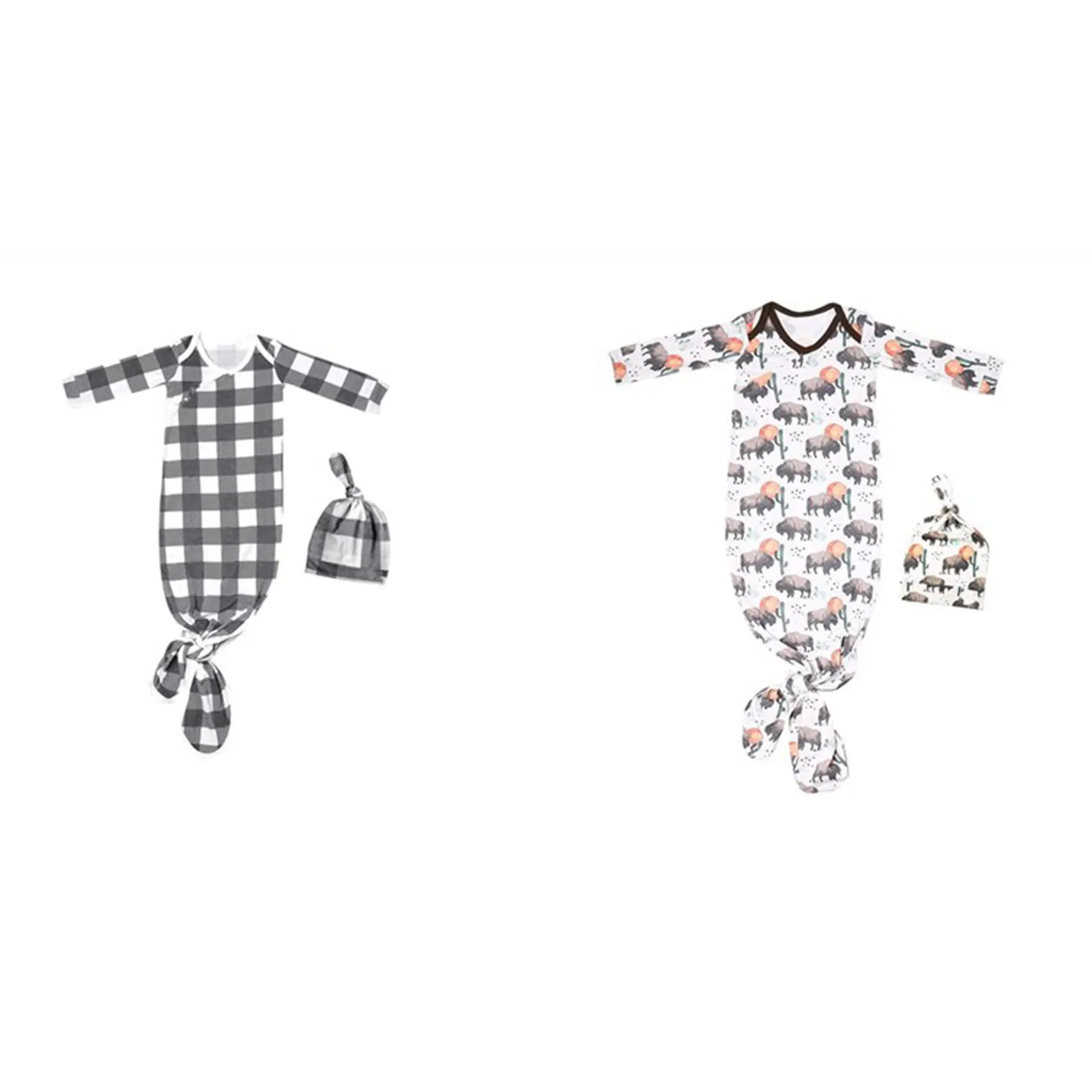 Citgeett 0-6M Newborn Baby Girl Boy Sleeping Bags Animals/Striped/Plaid/Dinosaur Long Sleeve Sleepwear+Hat Spring Summer Full