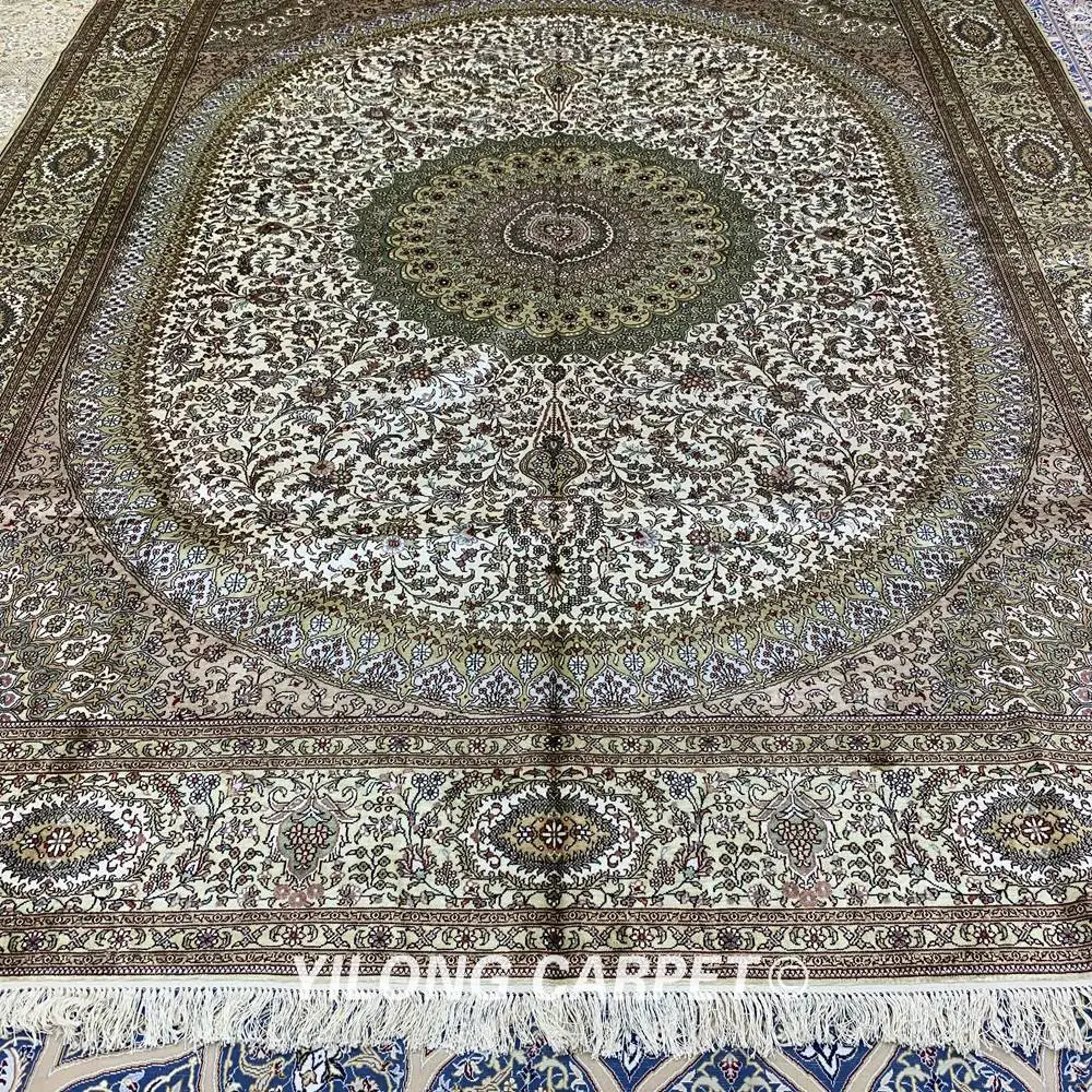 YILONG 8'x10' ручной работы современный стиль шелковый ковер Бежевый Гостиная шелковые персидские ковры(YXR375A
