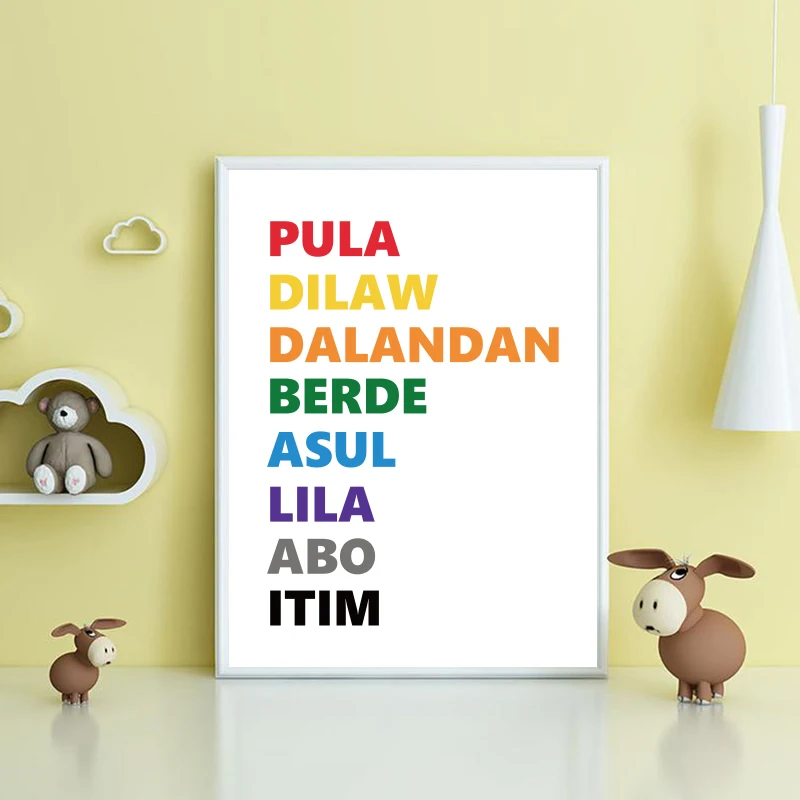 

Filipino Colors Art Print Nursery Wall Decoration Canvas Painting Kulay in Filipino Poster Colorful Wall Picture Baby Room Decor