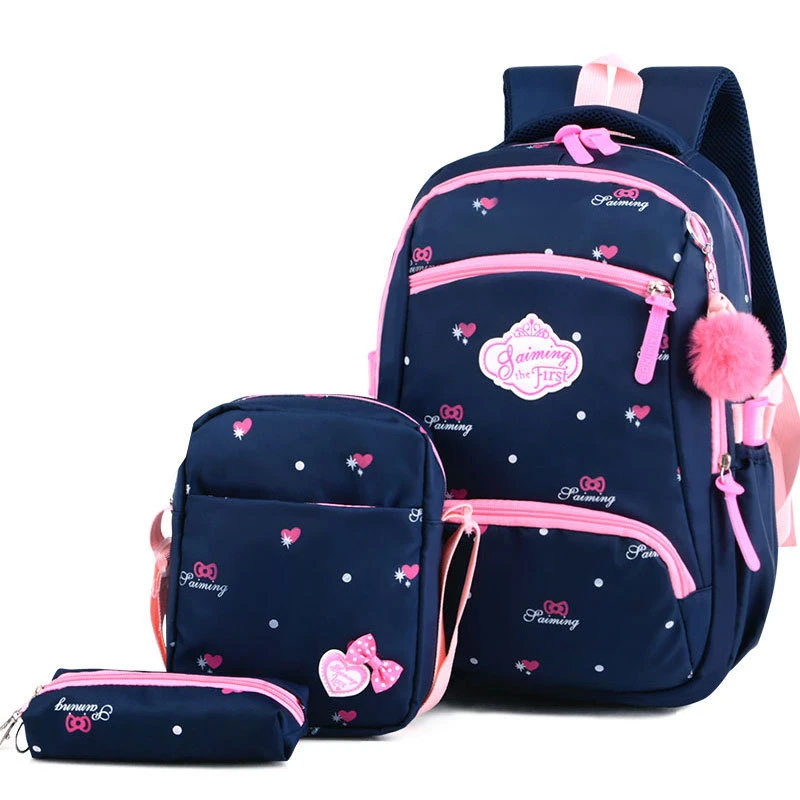 Conjunto de 3 escolares impermeables para niñas, morrales escolares de lona, a moda, estampado|Mochilas - AliExpress