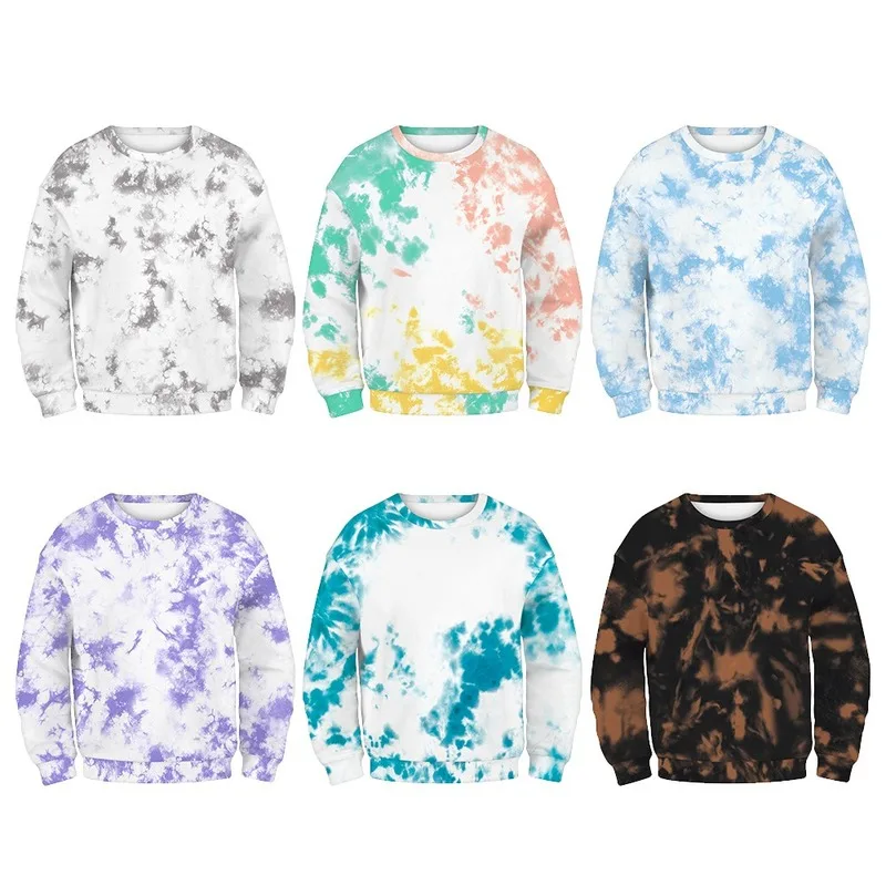 

2020 New Fashion Casual Tie-dye Looes Sweatshirt Women Hoodies Shirt High Harajuku Sweatshirts Ladies Autumn Plus Size Full