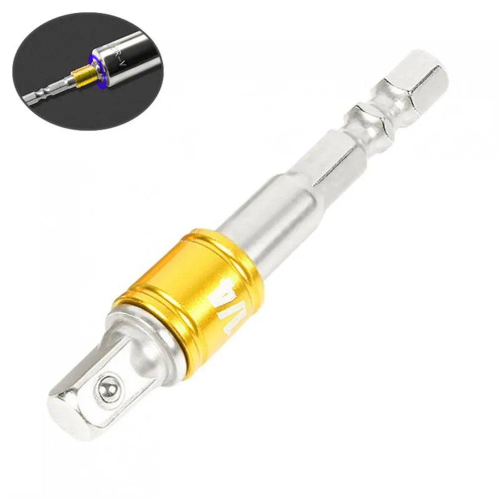 Hex Shank Socket Extension Conversion Adapter with 1/4&quot Square Head for Drill Bits Power Tool | Инструменты
