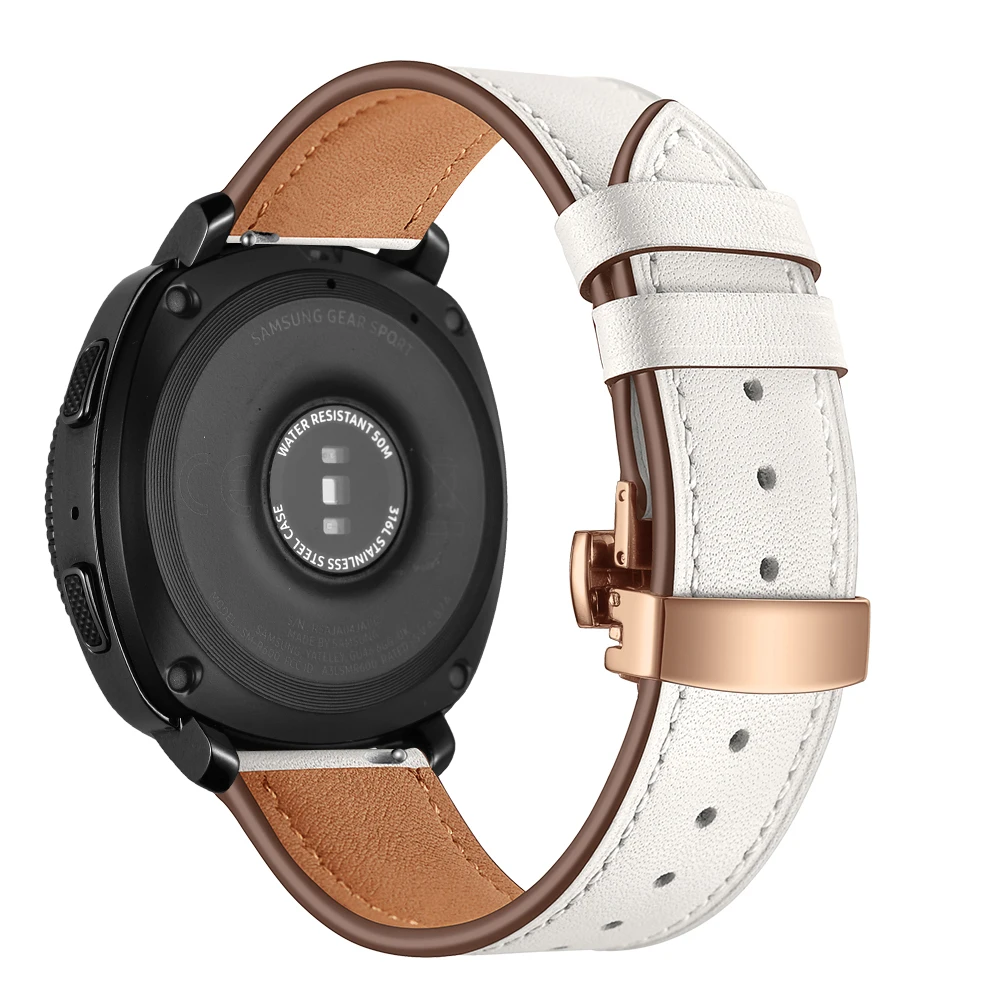 UEBN 20 мм роза застежка-бабочка кожаный ремешок для samsung Galaxy Watch 42 мм активный 2 Браслет ремешок для Шестерни S2 спортивный ремешок для часов