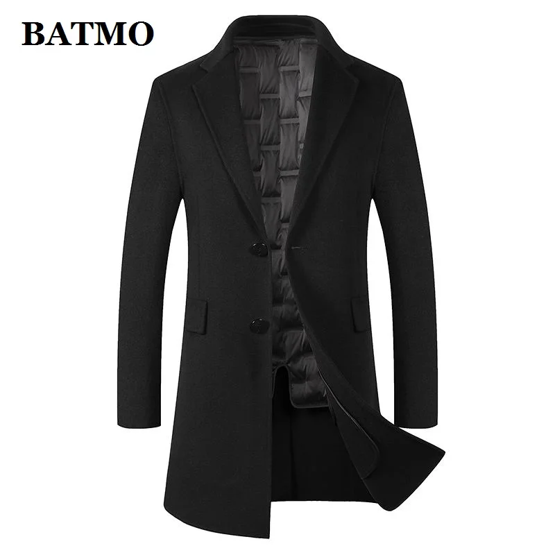 

Мужской шерстяной тренчкот BATMO, на 2019 пуху белой утки, большого размера, для зимы, 90%