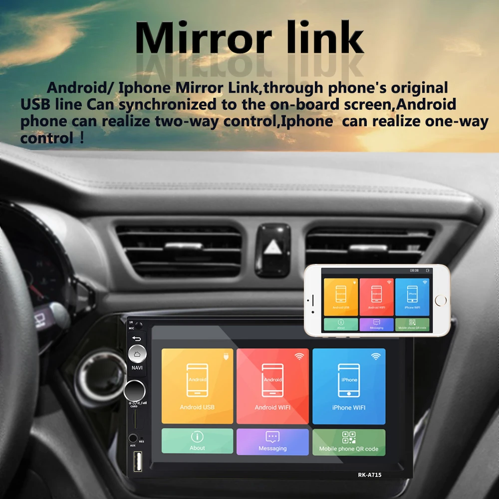 Автомагнитола AMPrime 7 дюймов Android 2 din с GPS Wi Fi MirrorLink USB MP5|Автомобильные