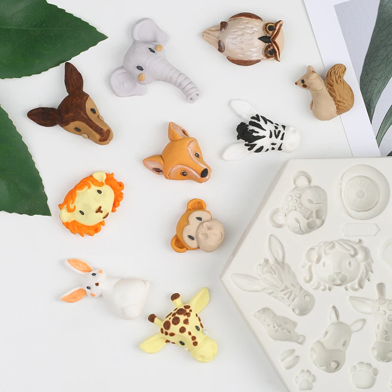 Силиконовая форма для шоколада fondant(сахарная) с рисунками животных из мультфильмов Форма для ручной работы декоративное мыло формы торт из конфет рельеф Формочки Для Выпечки