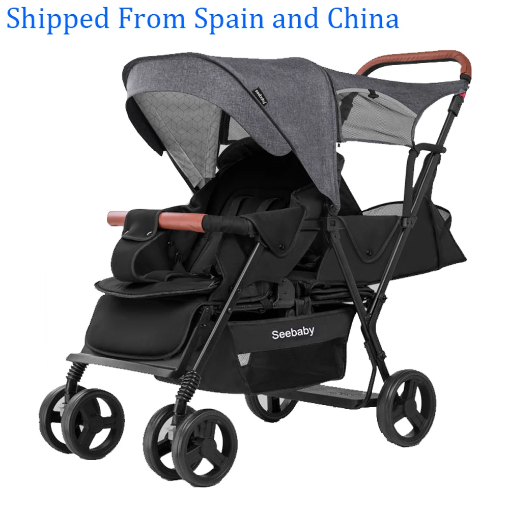 Seebaby Twins детская коляска двойная 4 колесная с подставкой T12 в европейском