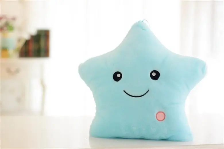 Luminous Pillow Soft Stuffed Plush Glowing Colorful Stars Cushion Led Light Gift For Kids Children Girls glow in the dark toy - Цвет: blue Star