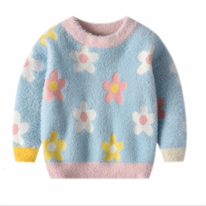 Вязаный свитер для девочек; милая детская одежда принцессы; мягкие шерстяные свитера с рисунком для маленьких мальчиков; Теплые Топы; зимняя одежда