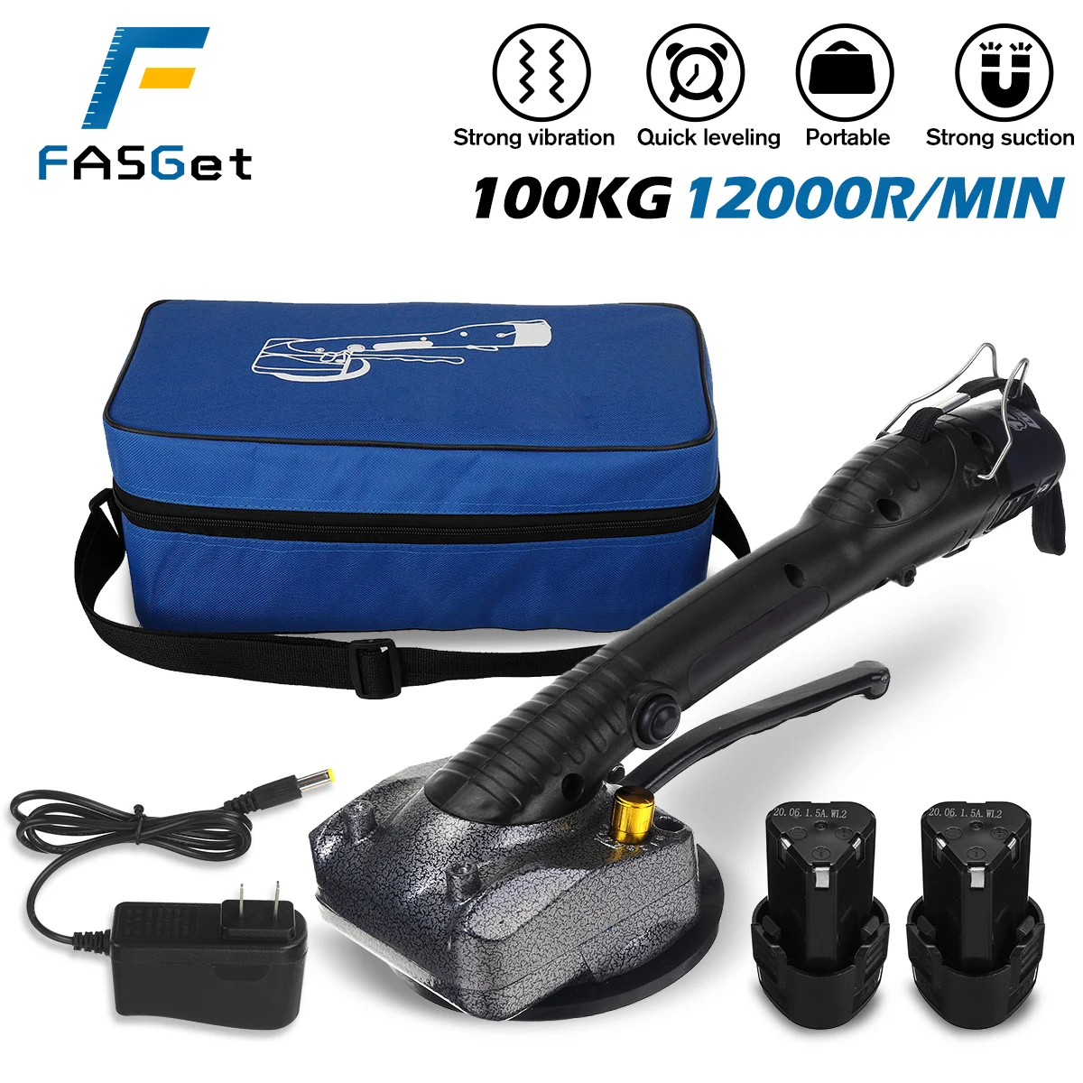 1000W Tiling Tiles Machine Tile Vibrator Suction Cup Adjustable Protable Automatic Floor Vibrator Leveling Tool With 2 Battery