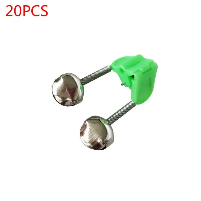 

20 Pcs Fishing Rod Alarm Dual Alert Bells Green Silver Tone