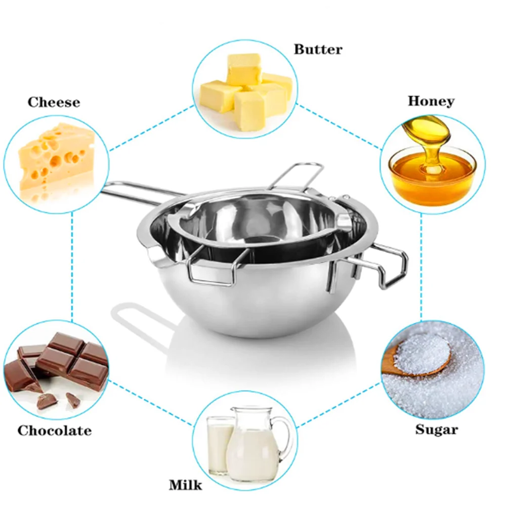 Stainless Steel Chocolate Melt Pot Cheese Butter Baking Tool Wax DIY Scented Candle Soap Melting Bowl Container Heating Nonstick