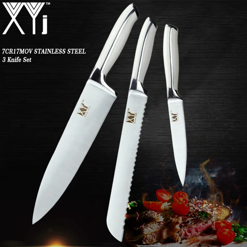 XYj профессиональный набор кухонных ножей из нержавеющей стали 4 шт., нож для шеф-повара, хлеба, сантоку, нож 7Cr17Mov/440A, нож в немецком стиле - Цвет: D