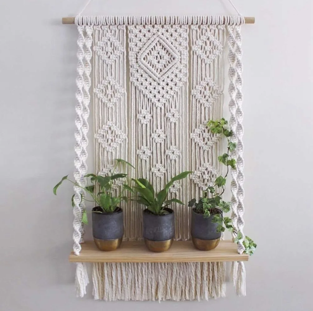 Macrame Knitted Rope Woven Tassel Wall Hanging Handmade Tapestry Shelf Decor Kit