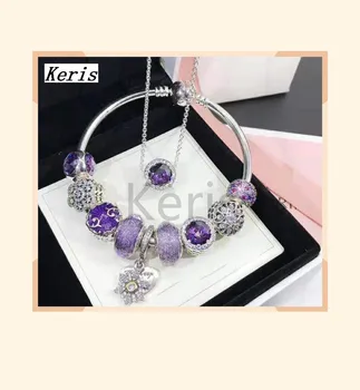 

High-Quality Replica 1:1 100%925 Pure Silver 2019 New Purple Three-Side Beaded Cat Eye Necklace Bracelet Set Free Delivery