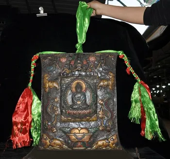 

wedding decoration Old Temple Meteorite Iron Painted Sakyamuni Medicine Buddha Fokan Tangka hanging