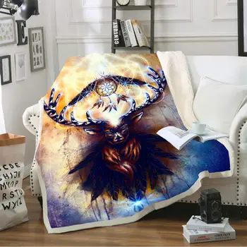 

Antelope Fleece Blanket Soft Sofa Bed Throw Blanket Sherpa Blanket Animals 3D Print Coral Blanket Bohemian Blanket for Office
