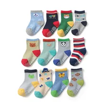 Новые Детские Носки с рисунком; нескользящие носки-тапочки; носки для малышей; WJH263