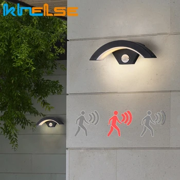 

12W Waterproof Wall Lamp With Sensor Outdoor Garden Porch Light Balcony Courtyard Hotel Villa Outside Lighting Wall Lights