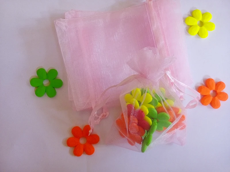 

500pcs 7*9 pink gift bags for jewelry/wedding/christmas/birthday Organza Bags with handles Package display drawstring Yarn bag