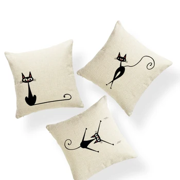 

Nordic Simple Wind Animal Cushion Cover Cat Living Room Bedroom Decorative Pillowcase Custom Polyester Linen Outdoor Rest Pillow