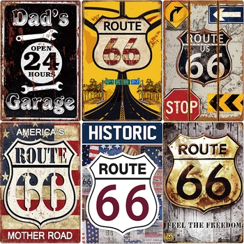 

2020 Route 66 Metal Sign Plaque Metal Vintage Pub Bar Decor Tin Sign Garage Plate Poster Home Decor Art Painting Wall Sticker