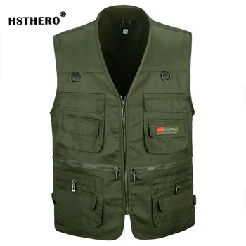 

Cotton Outdoor Men's Vest Gift Male Many Pockets Spring Autumn Waistcoat Mens Sleeveless Vest Photographer Bicycle Vest