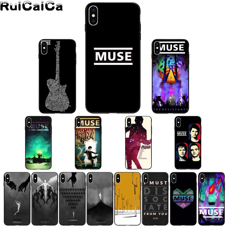 Мягкий резиновый черный чехол для телефона RuiCaiCa Muse Band iPhone X XS MAX 6 6S 7 7plus 8 8Plus 5 5S XR |