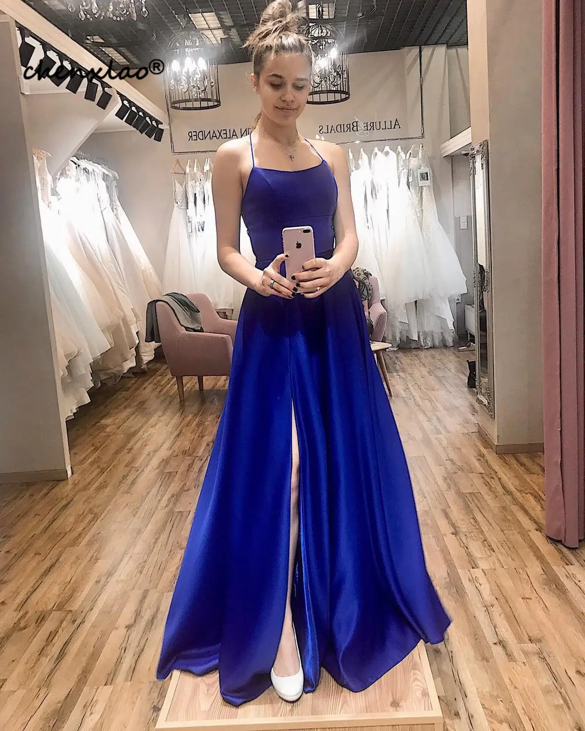 Vestido de festa Королевского синего цвета Вечерние платья Длинные Спагетти ремень длинное вечернее платье платья Robe de soiree abendkles