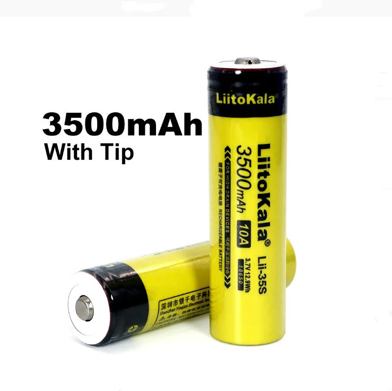 2 PCS. New LiitoKala Lii-35S 18650 Battery3.7V Li-ion 3500mAh lithium battery 3.5A For high drain devices.+DIY pointed | Электроника