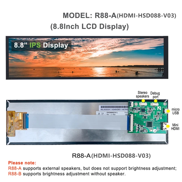 8.8inch 480x1920 IPS Strip Display USB mini HDMI HD Second LCD Screen Aida64 Monitor Raspberry Pi4 3 2 Windows PC Mac Laptop 3