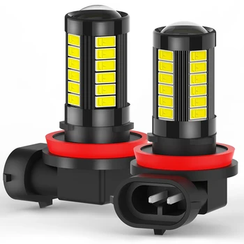 

2PCS Car H8 H11 Led Lens Fog Lights 9005 hb3 9006 hb4 H10 9140 9145 5630 33SMD Fog Lamp Daytime Running Light Bulb 12V