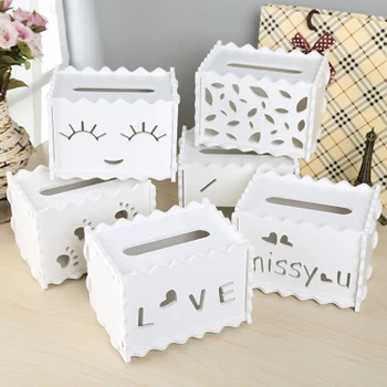 

Hollow Container Towel Napkin PP Board Tissue Box Wooden Cover Paper Napkin Holder Case Tissue Holder