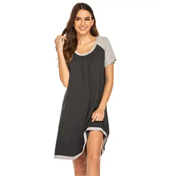 

Women Casual O-Neck Short Sleeve Nightdress Loose None Height 175cm, Bust 85cm, Waist 61cm, Hip 91cm Nightgown