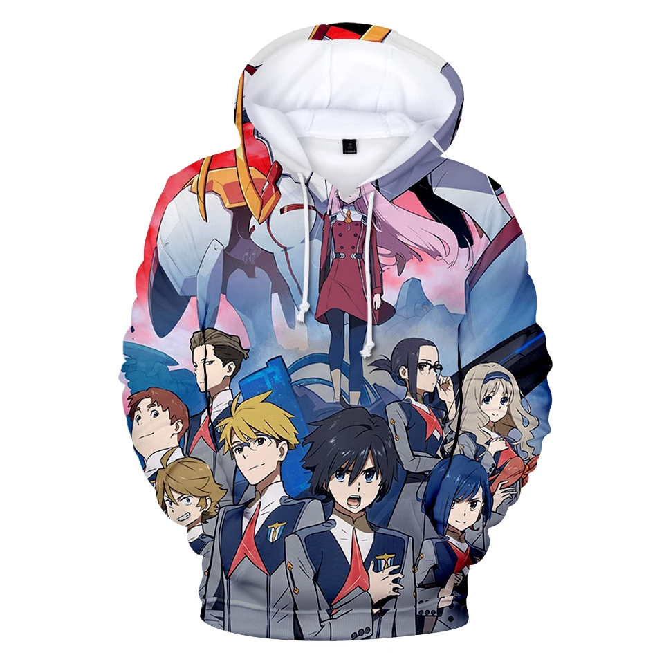 Aikooki 3D Hoodies Darling in the franxx Anime Sweatshirts Men/Women Hooded Fashion Print Dear Frank Pullovers | Мужская одежда